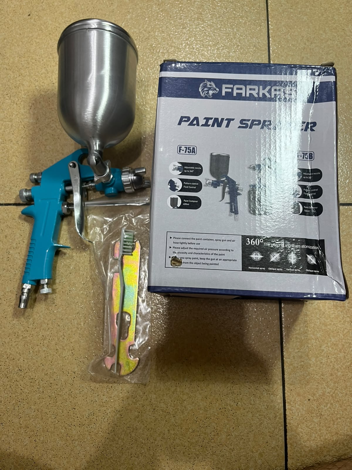 Farkas F-75B Paint Sprayer – Spray Gun Tabung Bawah 750ml