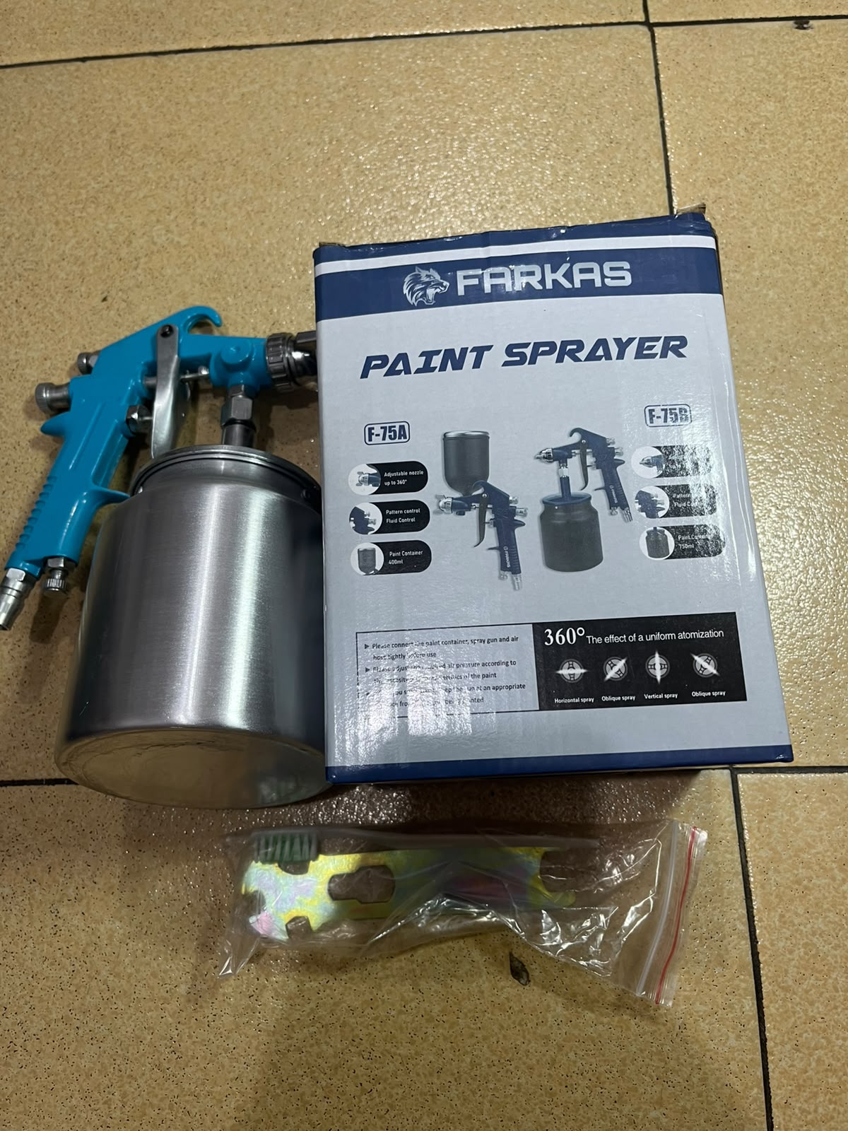 Farkas F-75A Paint Sprayer – Spray Gun Tabung Atas 400ml